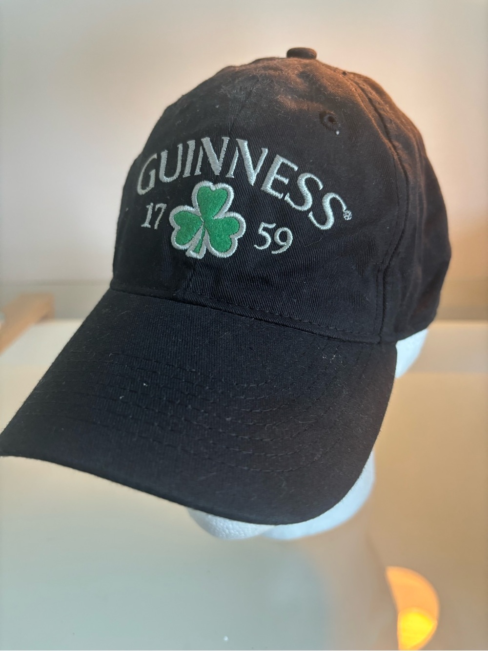 Guinness Black Baseball Cap with Green Shamrock, Vintage